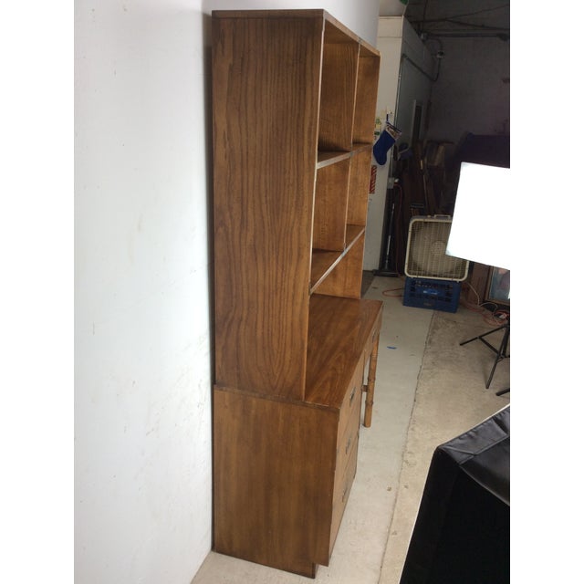 Mid Century Campaign Style Writing Desk With Shelving Unit For Sale In Philadelphia - Image 6 of 18