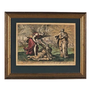 Handcolored Engraving of the Second Vision of Esdras, Italy Circa 1700 For Sale
