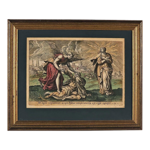 Handcolored Engraving of the Second Vision of Esdras, Italy Circa 1700