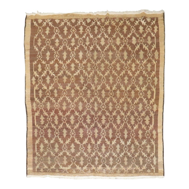 Vintage Zabihi Collection Turkish Konya Square Room Size Rug - 7'11" x 9'2" For Sale