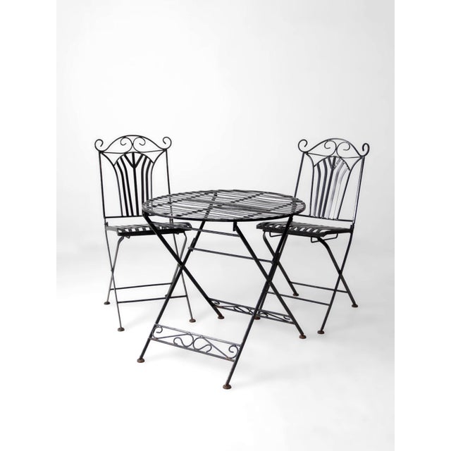Mid-Century Modern Vintage French Bistro Folding Patio Set For Sale - Image 3 of 18