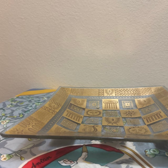 1960s 1960s Mid-Century Modern Signed Georges Briard Gilt and Pebble Glass Square Platter For Sale - Image 5 of 8