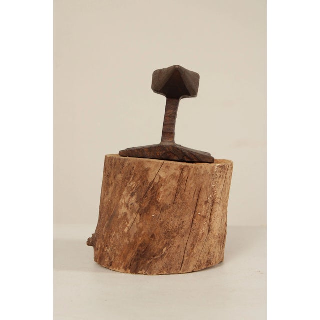Vintage Small Iron Anvil Mounted on Wooden Block For Sale - Image 9 of 12