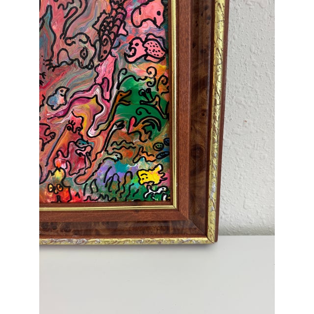 Serg Graff "Wonder Tangle=I" Abstract Acrylic Painting Framed Outsider Art Coa For Sale - Image 4 of 11