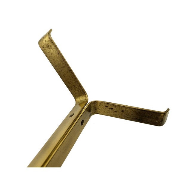 A splendid set of brushed brass fireplace tools, made in Italy in the late 1960s. Elegant design with a contemporary feel.