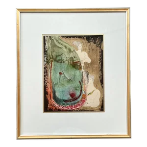 Vintage Boho Mixed Media Nude on Paper