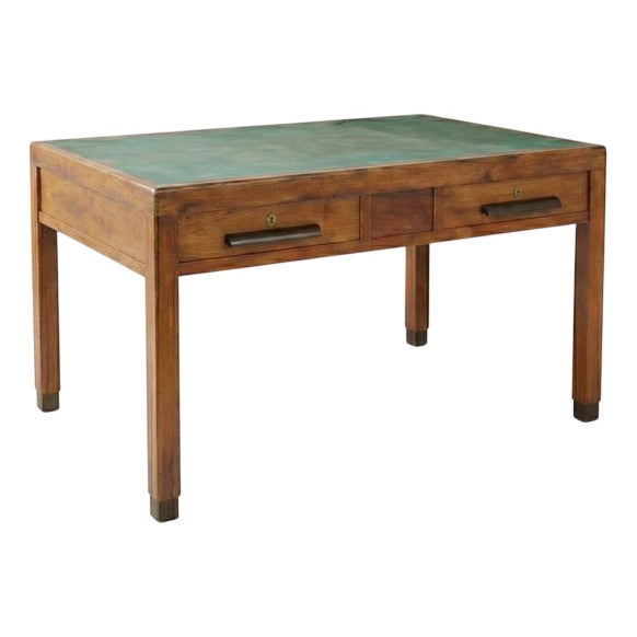 Art Deco Office Desk with Leatherette Top, 1940s For Sale