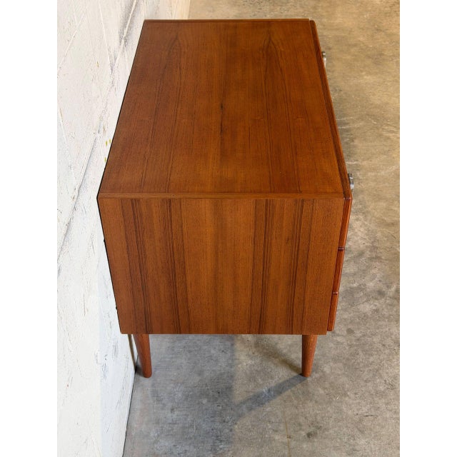 Teak 3 Drawer Dresser Chest on Tapered Legs Danish Mid-Century Modern 1960s For Sale - Image 4 of 12