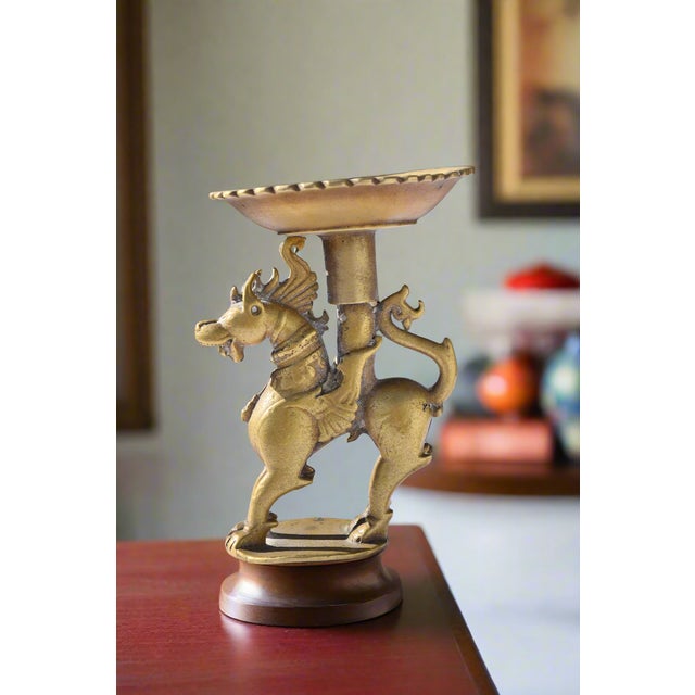 Late 19th Century Bronze Qilin Ceremonial Candlestick For Sale - Image 5 of 6