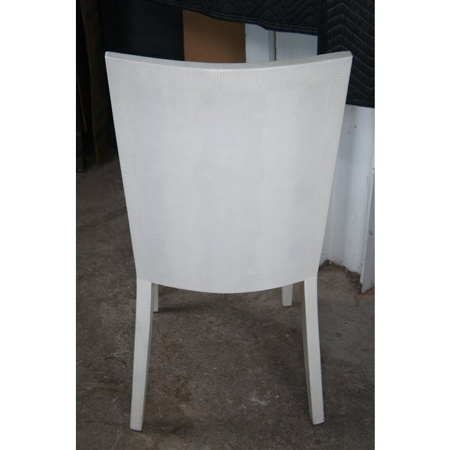 White 6 Karl Springer 1986 JMF Lizard Print Leather Dining Chairs Minimalis Modern MCM For Sale - Image 8 of 16