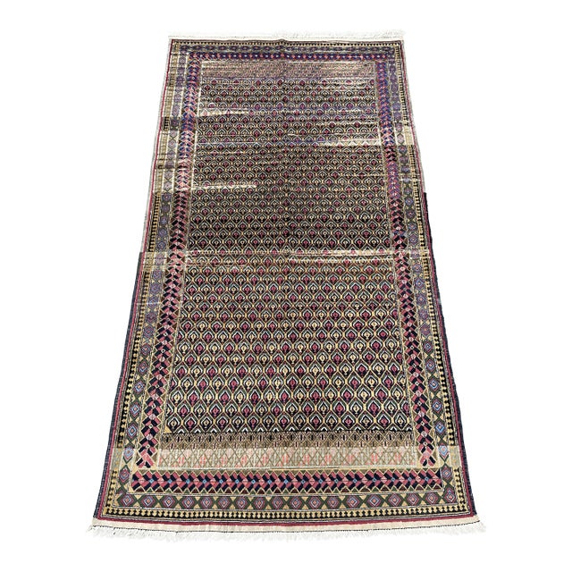 Vintage Baluch Mina Khani Camel Ground Tribal Rug - 6'10" X 5'0" For Sale