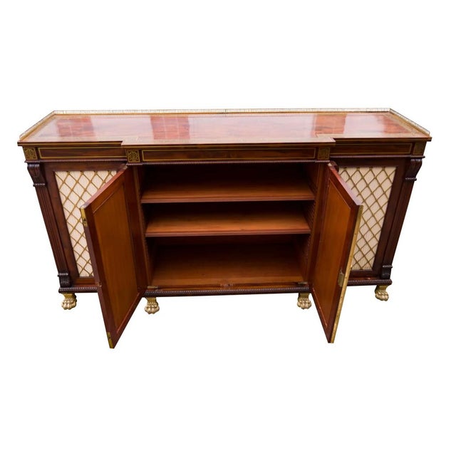 Brass Regency Mahogany and Brass Inlaid Credenza From Westport House, Ireland For Sale - Image 8 of 18