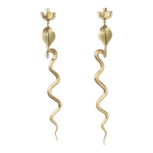 Vintage Pair of Anglo Indian Brass Cobra Wall Sconces