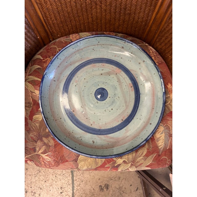Mid-Century Modern 1960s Esther Wilson Pottery Wall Hanging Bowl Platter Signed For Sale - Image 3 of 6