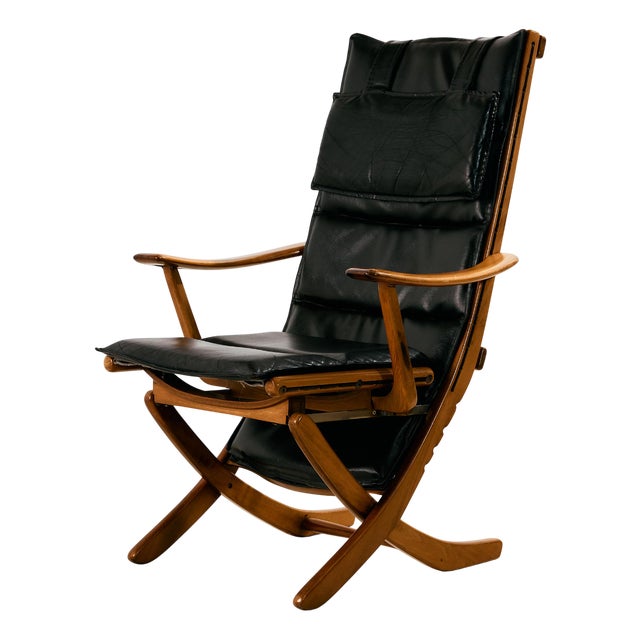 Lounge Chair in Beech with Leather Upholstery For Sale