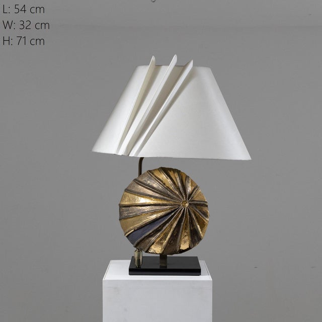 Golden Ceramic Table Lamp, 1960s For Sale - Image 12 of 12