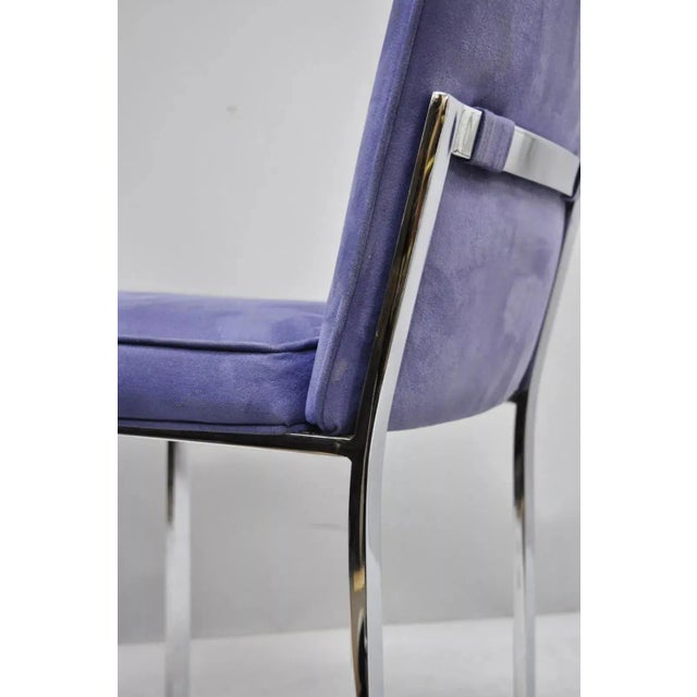 Late 20th Century Late 20th Century Mid Century Modern Chrome Flat Bar Dining Side Chair Attributed Tri Mark Designs For Sale - Image 5 of 10