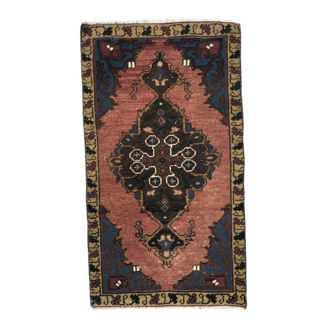 1960s Vintage Turkish Door Mat Handmade Rug For Sale