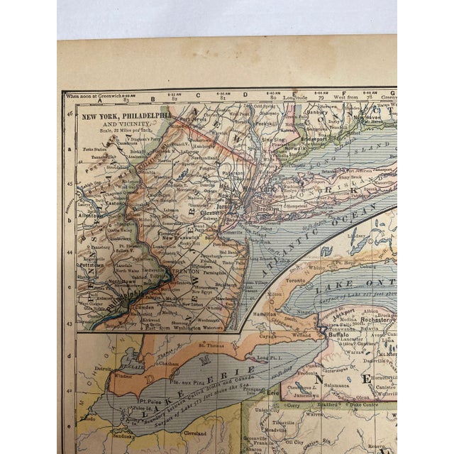 Late 19th Century 1883 Antique Middle Atlantic States Map For Sale - Image 5 of 6