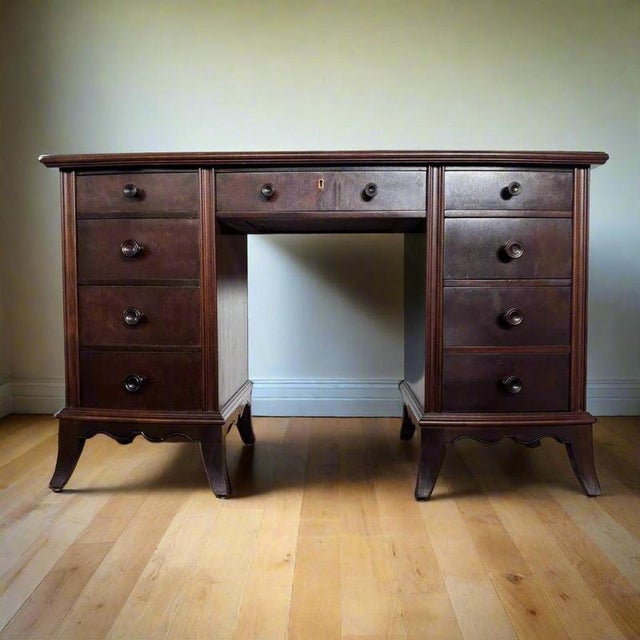 Brown Vintage Mahogany Desk, 1950s For Sale - Image 8 of 8