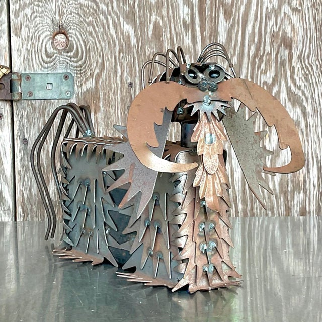 Boho Chic Vintage Boho Punch Cut Metal Dog Sculpture For Sale - Image 3 of 8