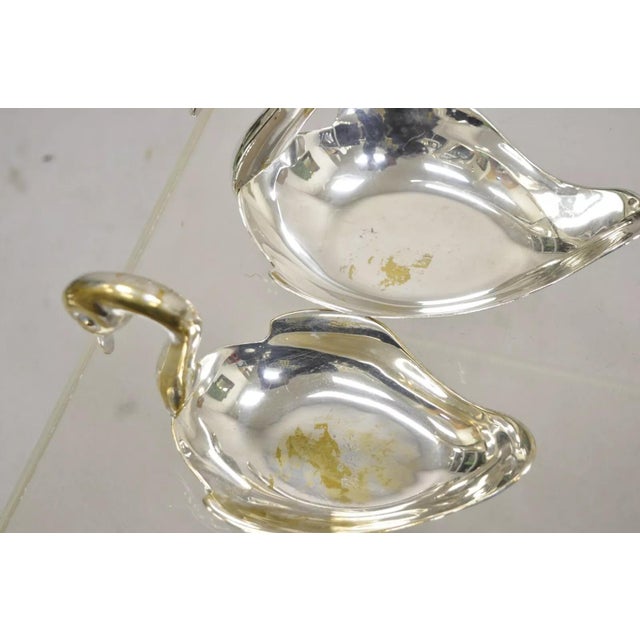 Metal Late 20th Century Modern Figural Silver Plated Copper Swan Bird Candy Dish Trinket Bowl - a Pair For Sale - Image 7 of 10