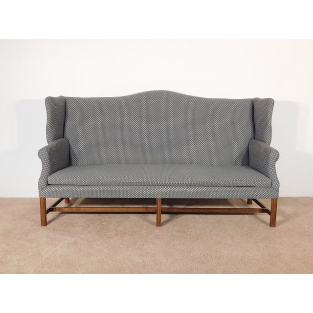 Vintage 1970s Copy of Antique English 18th C. Wing Back Chippendale 6-Legged Sofa or Settle This Vintage 1970s Copy of an...