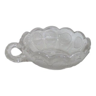 Fostoria Coin Glass Clear Eagle and Torch Nappy Candy Dish With Handle For Sale
