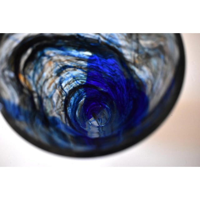 Glass Large Cobalt Blue Blown Glass Vase For Sale - Image 7 of 11