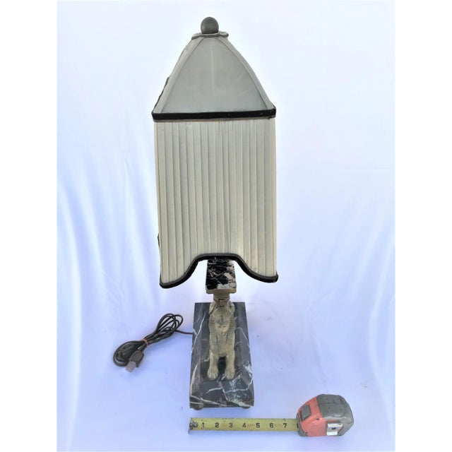 Art Deco Lamp - Original Shade and Original Marble Base For Sale In Los Angeles - Image 6 of 9
