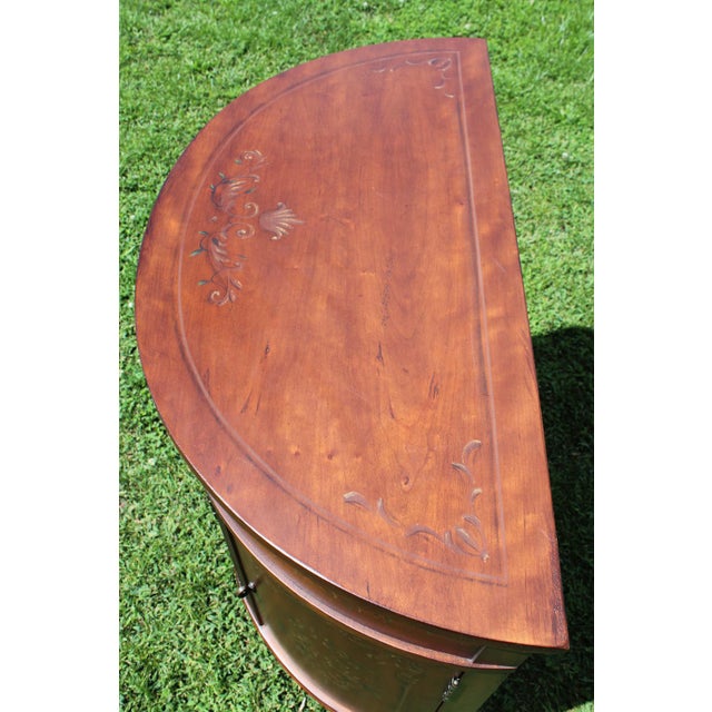 Ethan Allen Ethan Allen Paint Decorated Demilune Commode For Sale - Image 4 of 18