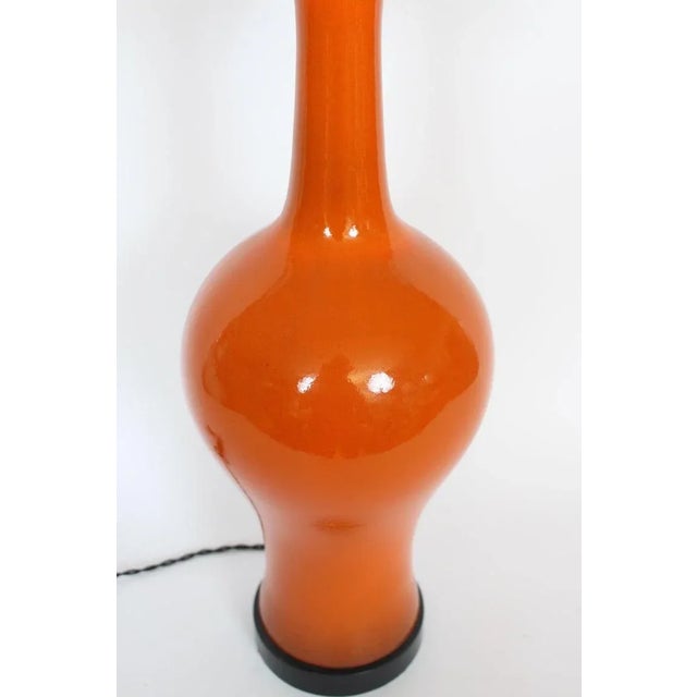 Tall Glazed Tomato Red Ginger Jar Ceramic Table Lamp, Circa 1960 For Sale - Image 10 of 12