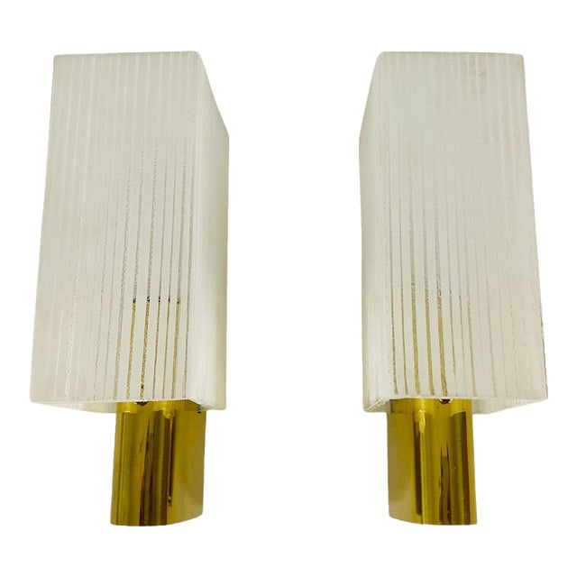 Brass & Glass Sconces, 1960s, Germany - A Pair For Sale