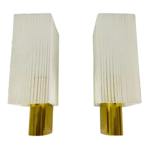 Brass & Glass Sconces, 1960s, Germany - A Pair