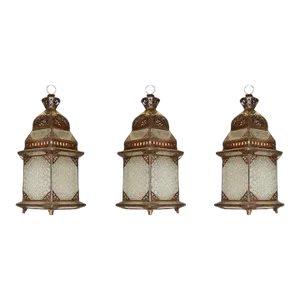 1920s Oriental Style Metal Lanterns - Set of 3