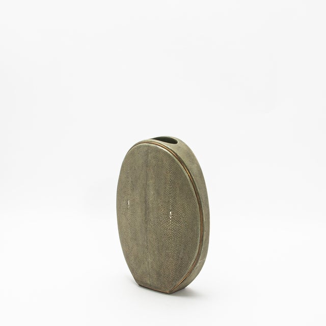 R & Y Augousti Shagreen Vase With Brass Details by R&y Augousti For Sale - Image 4 of 7