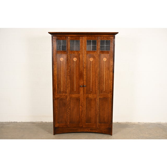 An exceptional Mission or Arts & Crafts style armoire or media cabinet By Stickley, "Harvey Ellis Collection" USA, 2004...