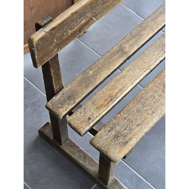 Antique Oak School Bench, 1920s For Sale - Image 3 of 13