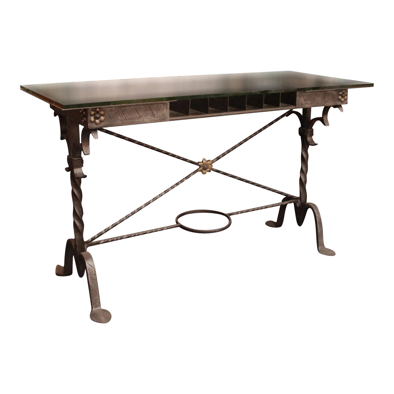 1920s Wrought Iron Bank Table by Samuel Yellin | Chairish