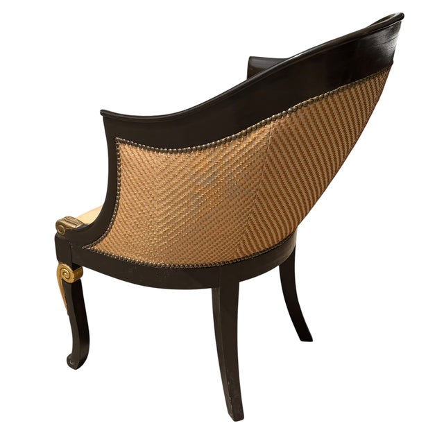 Traditional 1 of 2 Hendrix Allardyce Regency Style Ebonized & Giltwood Club Chair For Sale - Image 3 of 4