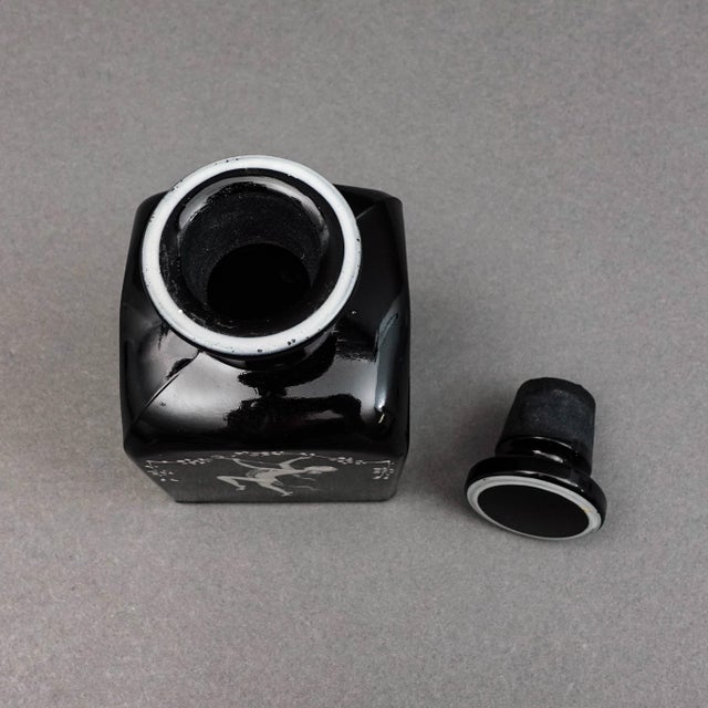 Paint Bohemian Mary Gregory Enamel Black Amethyst Art Glass Bottle For Sale - Image 7 of 10