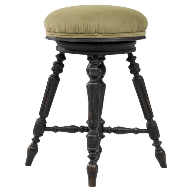 1920s French Victorian Upholstered Piano Stool with Turned Legs For Sale - Image 15 of 18