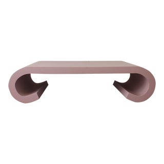 1980s Karl Springer Style Scroll Coffee Table For Sale