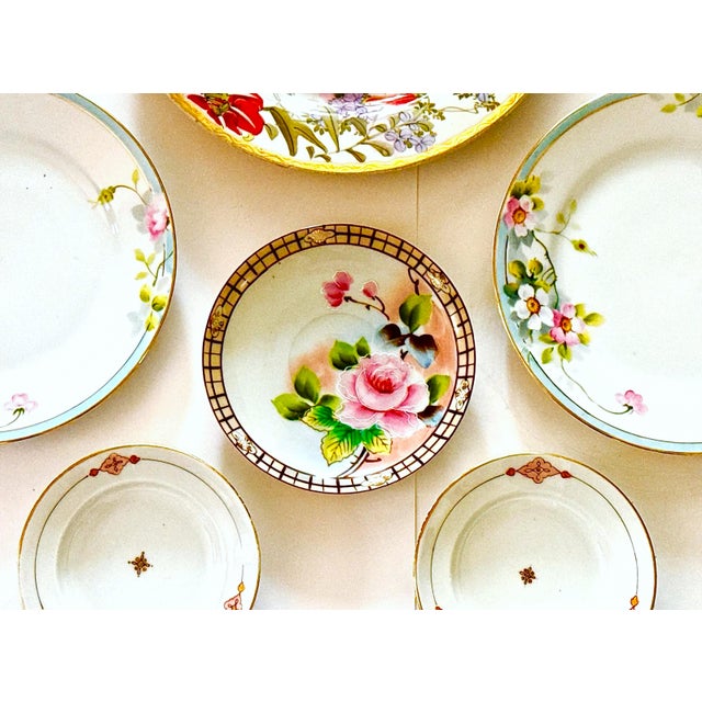 Vintage Floral Wall Plate Grouping - Set of 7 Antique & Vintage Chinese & Japanese Plates For Sale - Image 15 of 17