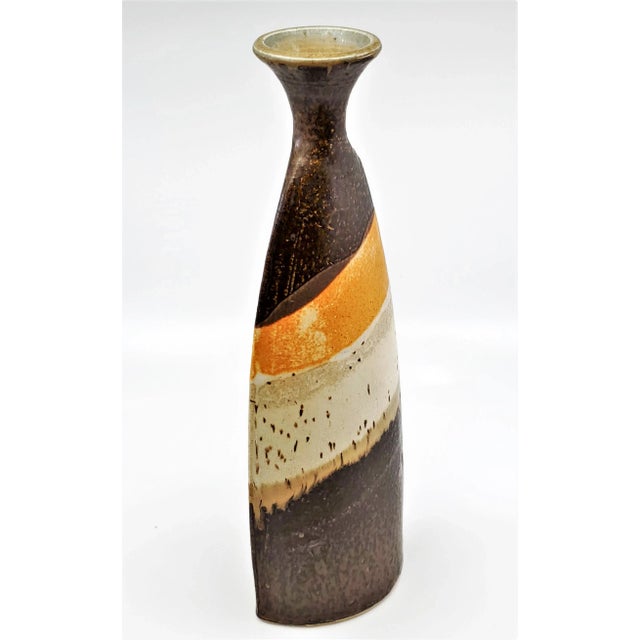 Ceramic Vintage 1970s Organic Mid-Century Modern Studio Art Pottery Ceramic Vase, Signed For Sale - Image 7 of 13
