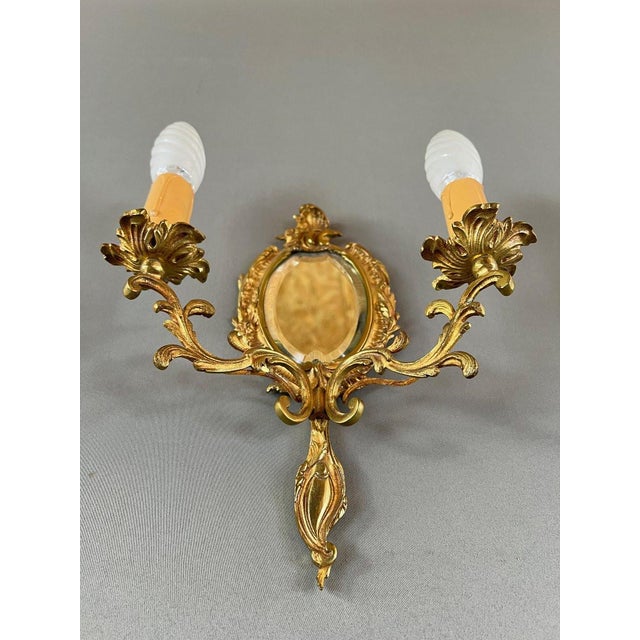 20th Century Louis XV Style Wall Sconces with Mirrors, Set of 2 For Sale - Image 6 of 10