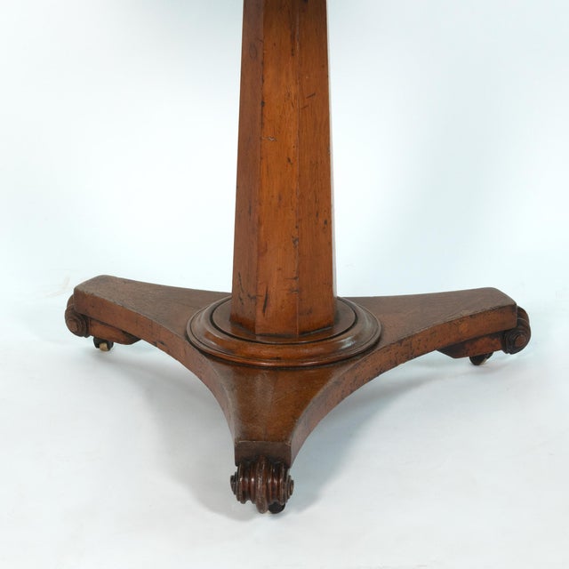 Mid 19th Century English Fruitwood Center Table With Octagonal Pedestal and Tripod Base, Circa 1850 For Sale - Image 5 of 6