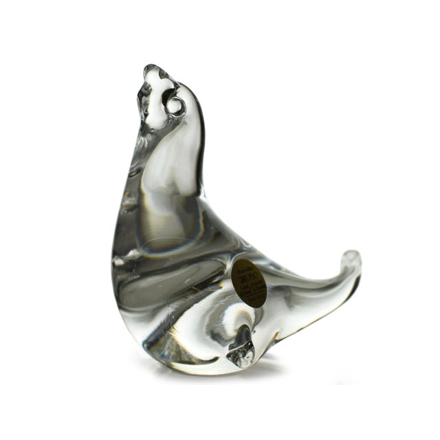 Mid-Century Modern Vintage Crystal Blown Swan and Seal Figurines - 2 Pieces For Sale - Image 3 of 9