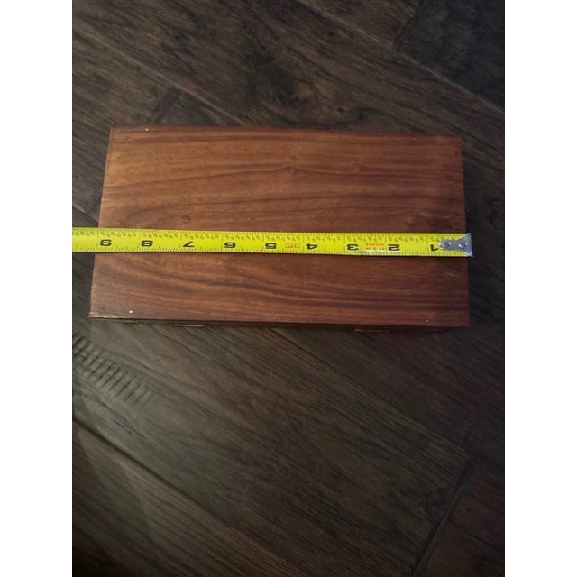 Vintage Hand-Carved Sheesham Wood & Brass Inlay Decorative Keepsake Box For Sale - Image 4 of 9