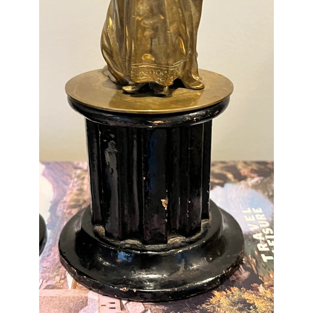 Late 19th Century Pair of Bronze Victorian Figures Mounted on Wooden Plinths For Sale In Atlanta - Image 6 of 10